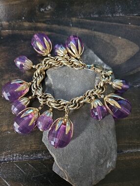 Napier 50s Amethyst Glass Gold Bracelet